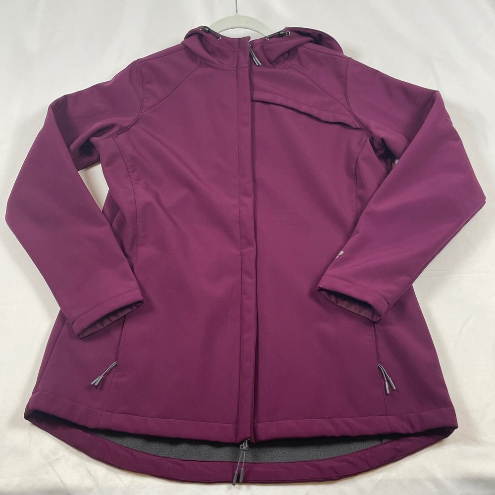 New Balance Softshell Women's Jacket Hooded Water Resistant Coat Purple L